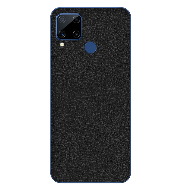 Realme C15 Skins & Wraps — Black Leather