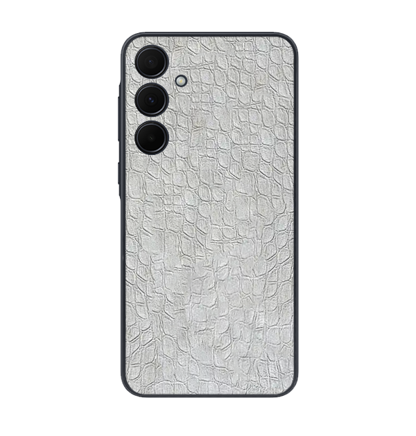 Samsung Galaxy M55 Skins & Wraps — White Crocodile Leather