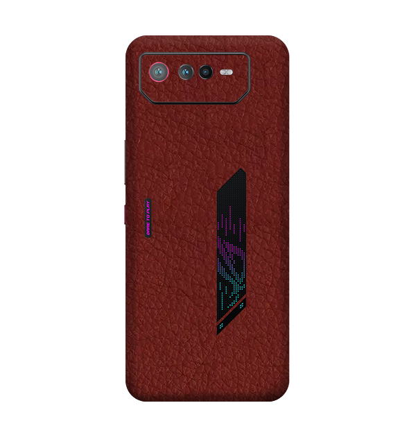 Asus ROG Phone 6 Royal Red Leather 3D textured Skin from Skinsy India